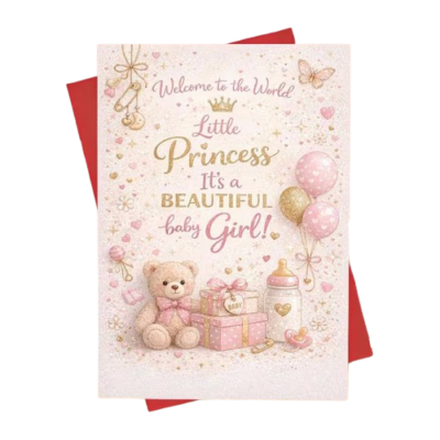 Ευχετήρια κάρτα με φάκελο Little Princess Baby Girl